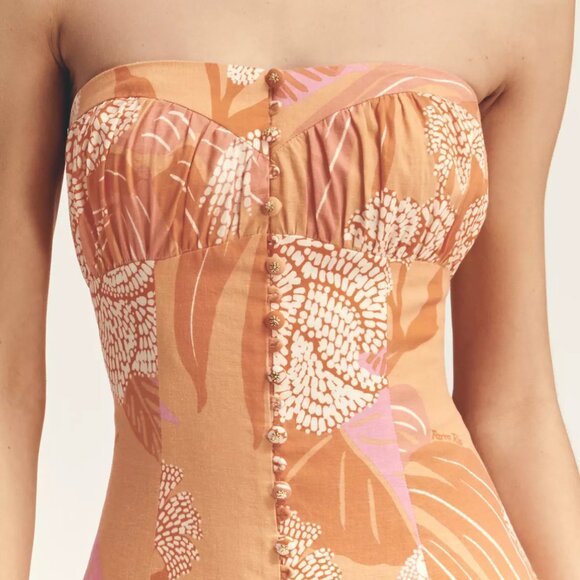 Farm Rio | Linen Blend Strapless Drop-Waist Maxi Dress | NWT - Picture 4 of 4